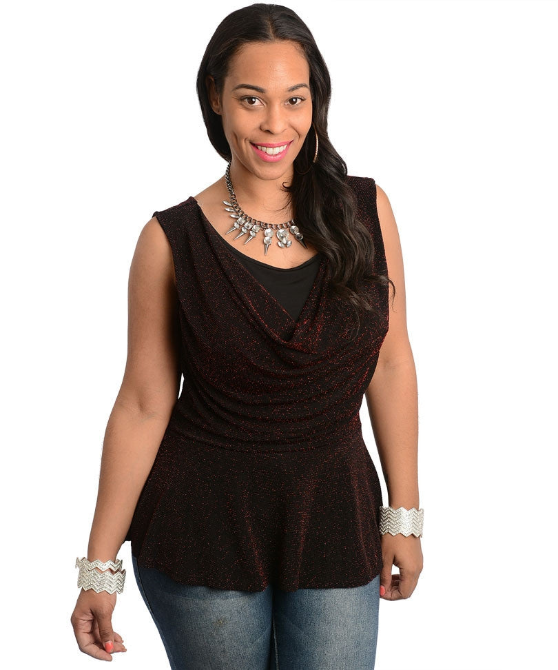 Janette Plus Women's Shimmering Top Sz 1XL, 2XL, 3XL - iFIVE FASHIONHOUSE