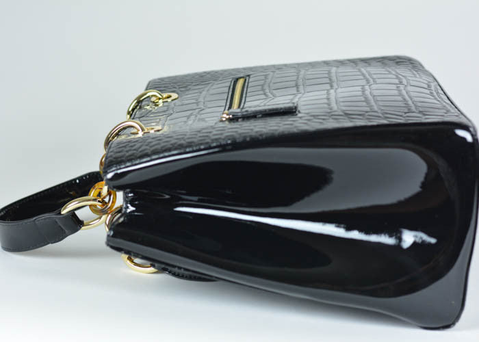 Orli Women's Patent Handbag (Black) - iFIVE FASHIONHOUSE
