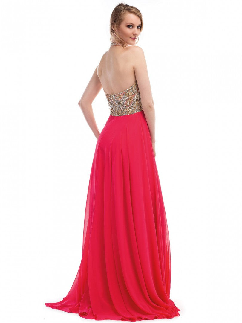 Moshita Women's Chiffon Open Back Long Dress, USA Size 16