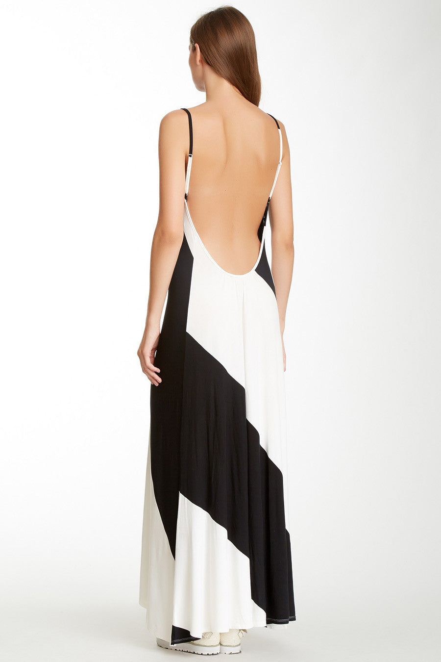 Gracia Women's Swirl Striped Colorblock Jersey Maxi Dress Sz L