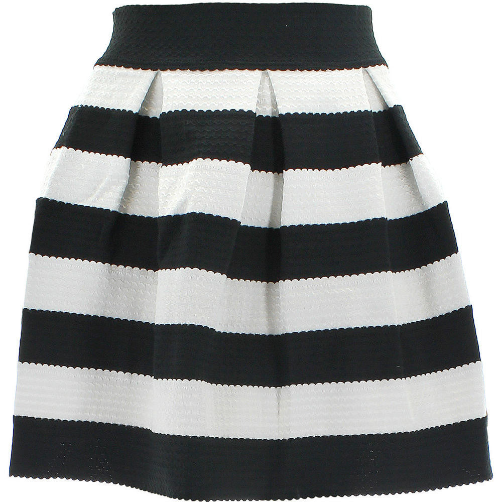 Gracia Women's Thick Textured Banded Two-tone Skirt Sz S, M, L - iFIVE FASHIONHOUSE