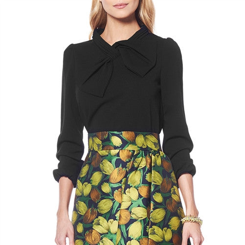 Gracia Women's Cinched Bow-Tie Top Sz S, M, L