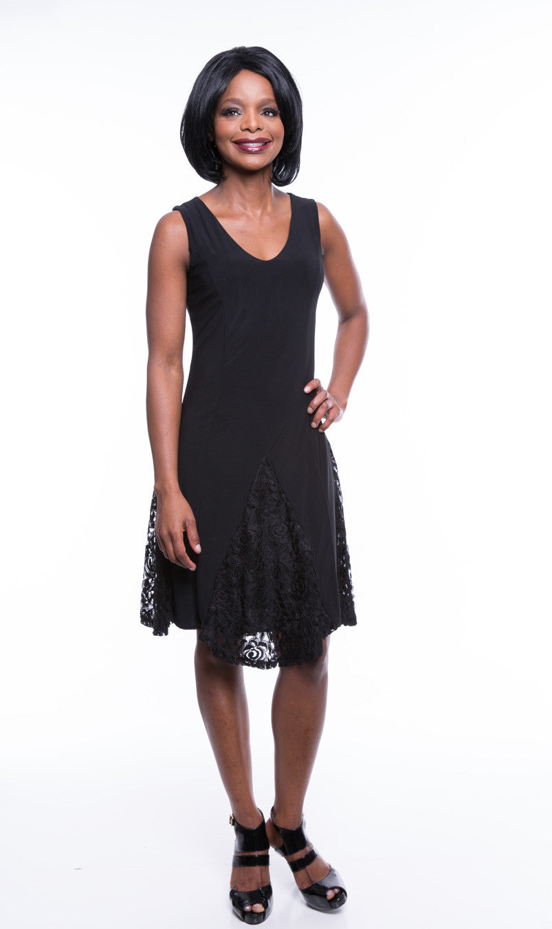 Nina Piu Women's Chic Lace Panel Dress Sz S, M, L - iFIVE FASHIONHOUSE