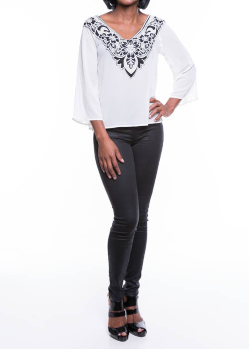 Jella Couture Women's Applique Lace Ivory Top Sz S, M, L - iFIVE FASHIONHOUSE