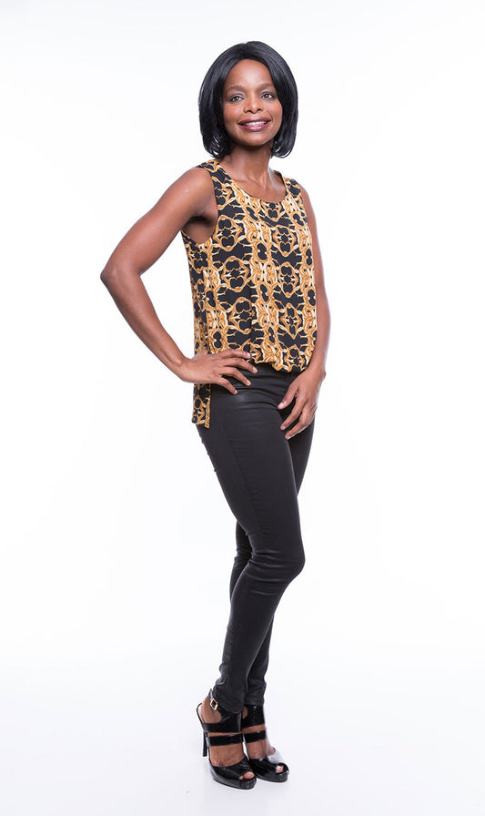 Andree Women's Hi-Low Hem Chain Print Top Sz S, M, L - iFIVE FASHIONHOUSE