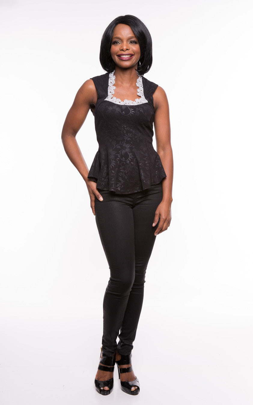 Flamingo Women's Sparkly Fitted Black Top Sz S, M, L - iFIVE FASHIONHOUSE