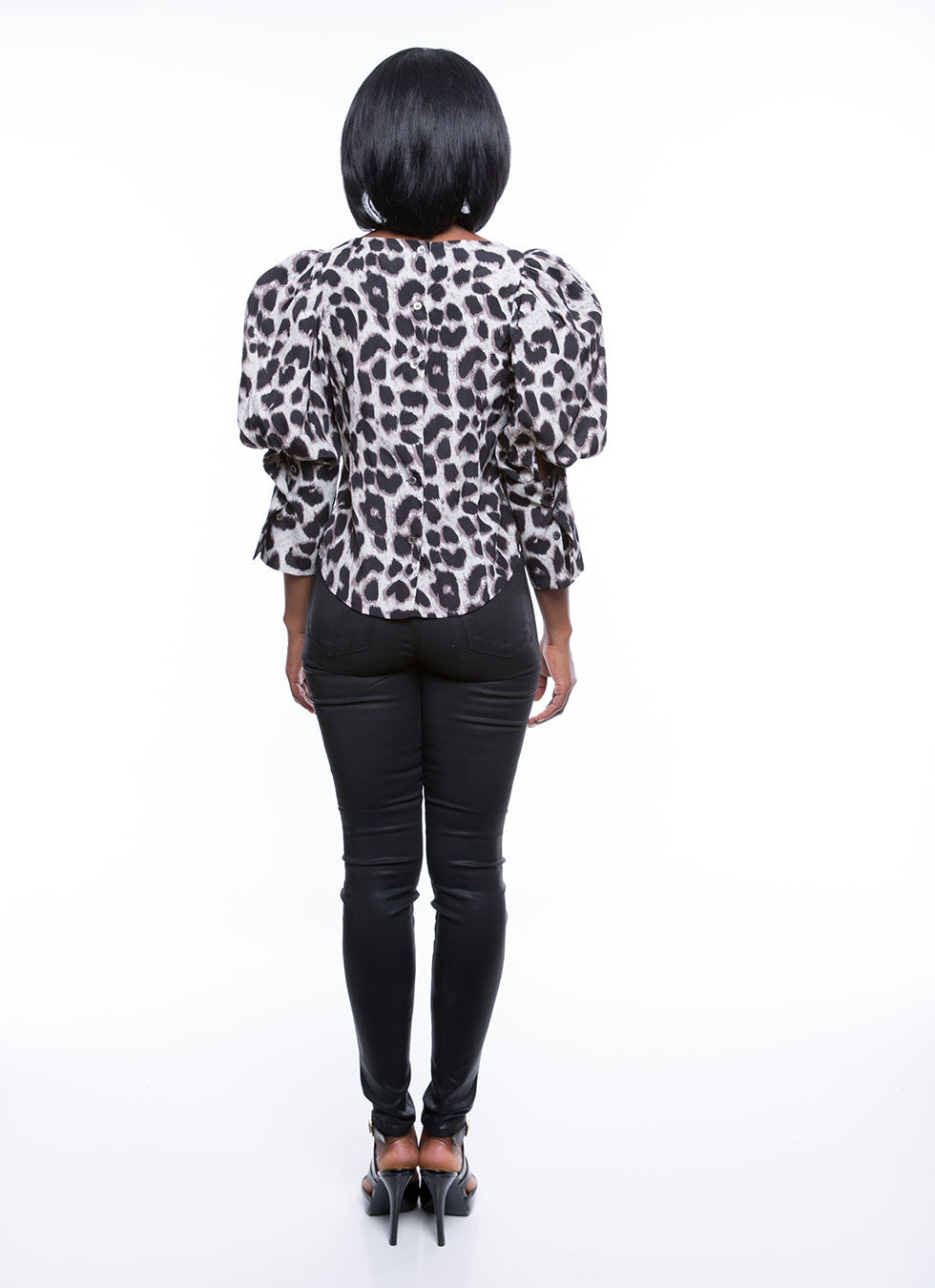 Gracia Women's Silky Leopard Patterned Top, USA Size S, M, L - iFIVE FASHIONHOUSE