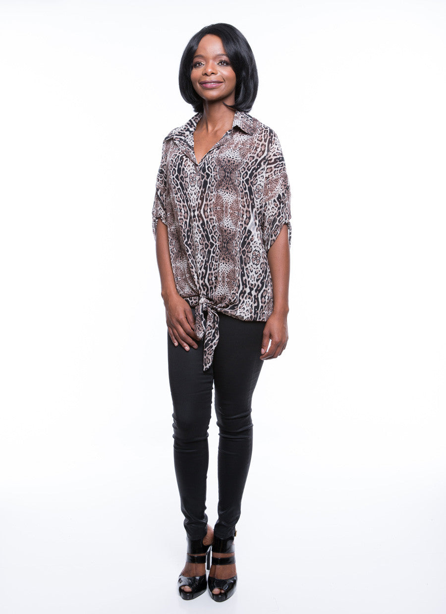Poema Women's Leopard Print Top Sz S, M, L