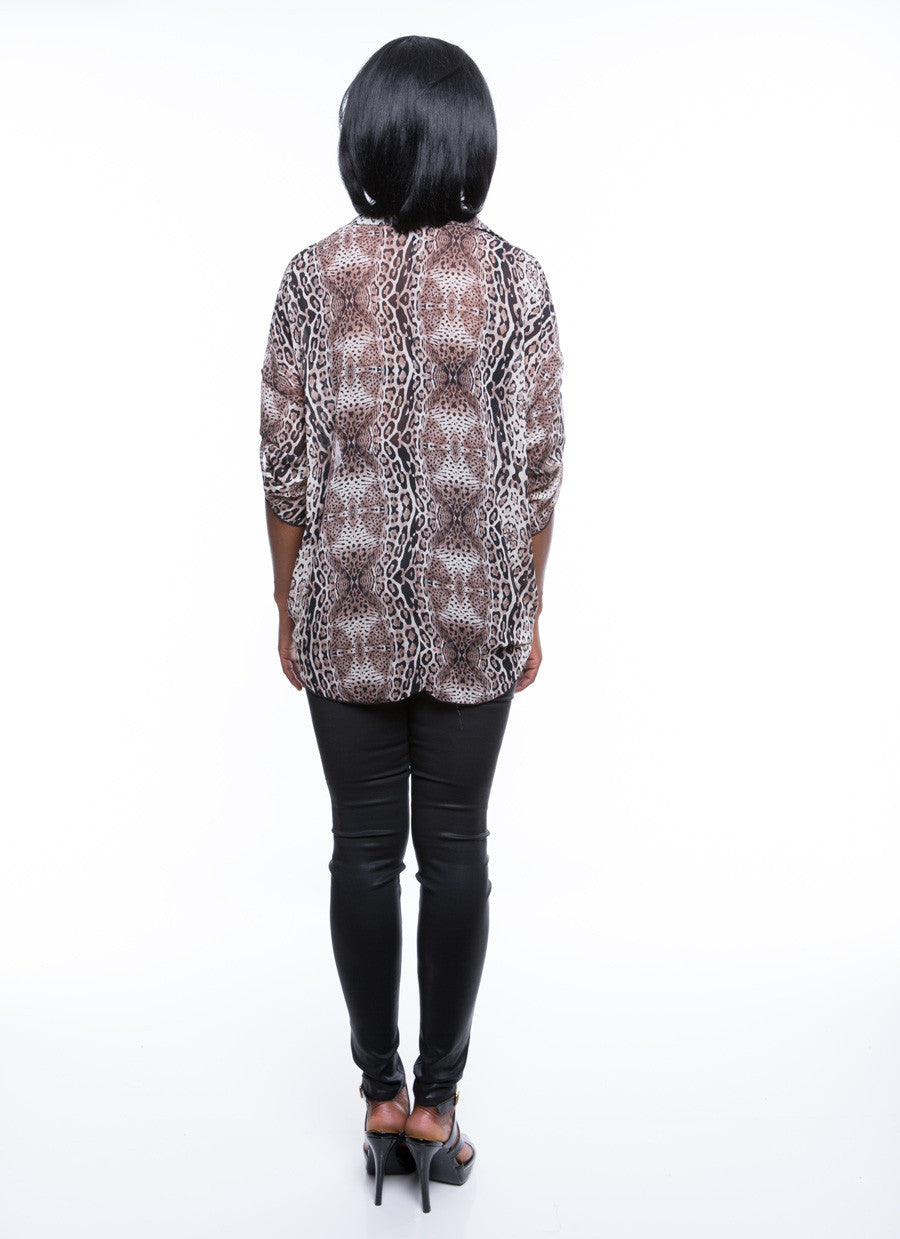 Poema Women's Leopard Print Top Sz S, M, L