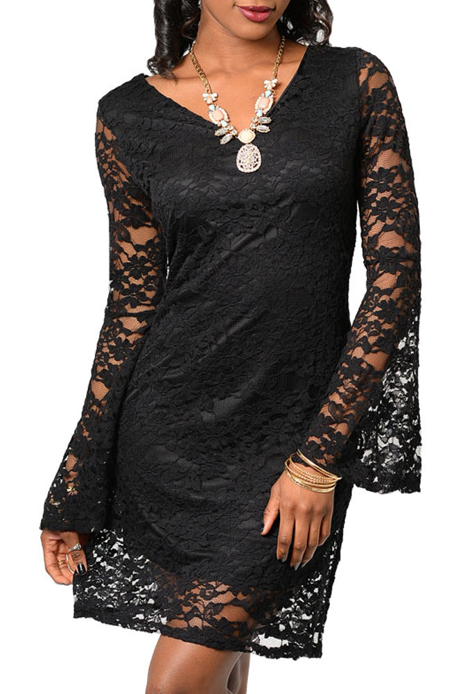Rachel Kate Women's Lace Overlay Black Dress Sz S, M, L