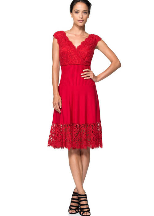 Tadashi Shoji Women's Jersey & Lace Dress Sz S - iFIVE FASHIONHOUSE