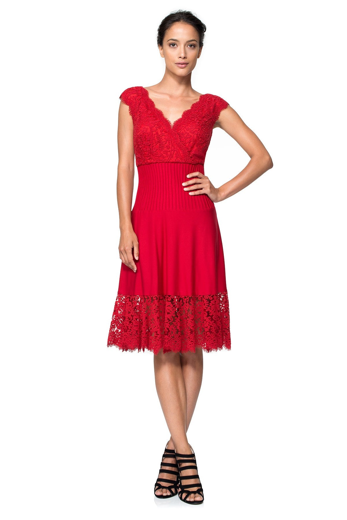 Tadashi Shoji Women's Jersey & Lace Dress Sz S