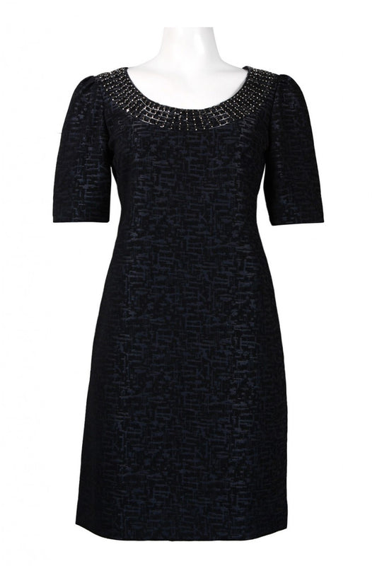 Adrianna Papell Women's Navy Mid-Sleeves Lined Dress Sz 4, 6, 8 - iFIVE FASHIONHOUSE