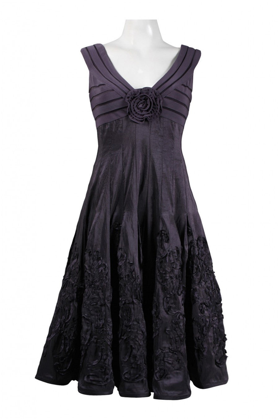 adrianna papell jersey taffeta dress Grey Three Quarter Sleeve Beaded Taffeta Combo Gown