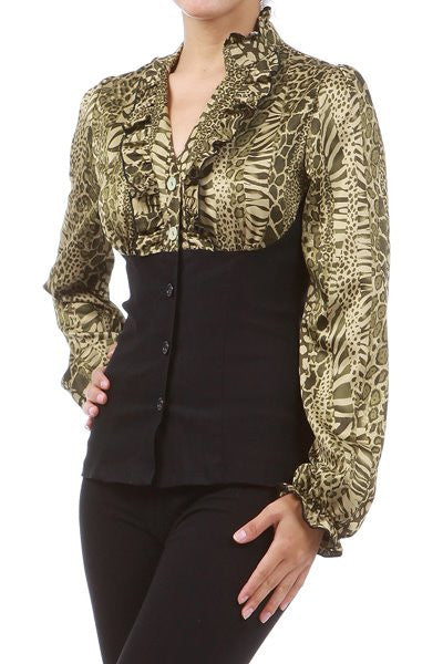 MOA Women's Ruffle Collar Plus Top Sz XL, 1XL, 2XL, 3XL - iFIVE FASHIONHOUSE