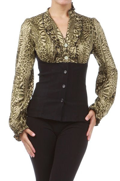 MOA Women's Ruffle Collar Plus Top Sz XL, 1XL, 2XL, 3XL - iFIVE FASHIONHOUSE