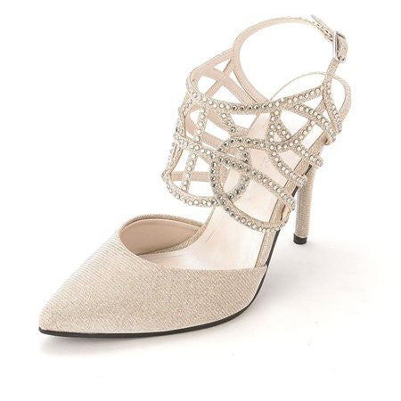Caparros Women's Paloma Nude Satin High Heel Shoes Sz 9.5
