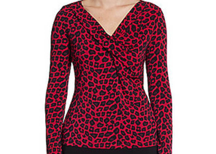 CATHERINE Catherine Malandrino Women's Leopard Print Twist Top Sz S - iFIVE FASHIONHOUSE