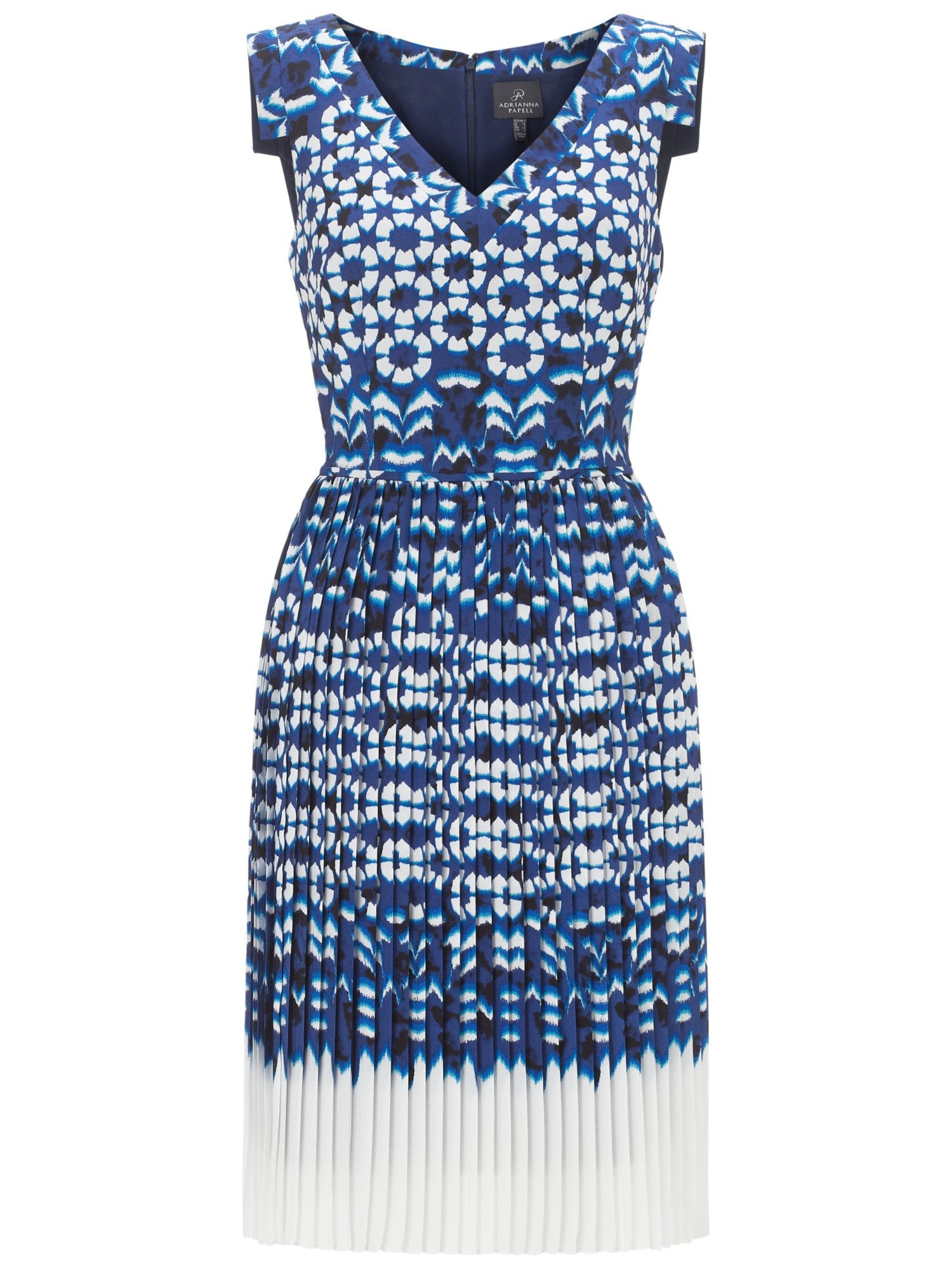 Adrianna Papell Women's Cap Sleeves Ikat Pleated Dress Sz 10 - iFIVE FASHIONHOUSE