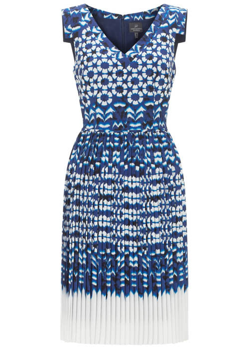 Adrianna Papell Women's Cap Sleeves Ikat Pleated Dress Sz 10 - iFIVE FASHIONHOUSE
