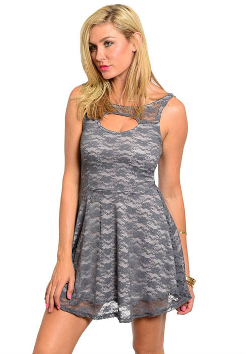 Mulata Women's Cutout Lace Grey Dress, USA Size S, M, L - iFIVE FASHIONHOUSE