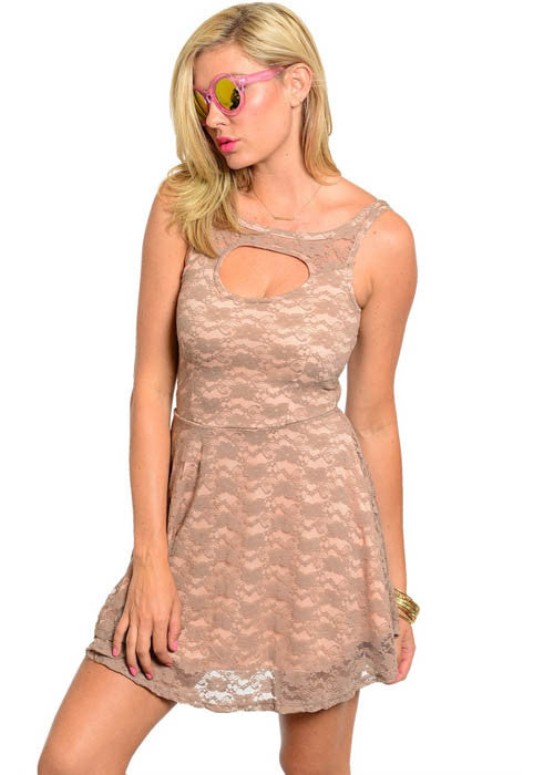 Mulata Women's Cutout Lace Dusty Dress, USA Size S, M, L - iFIVE FASHIONHOUSE
