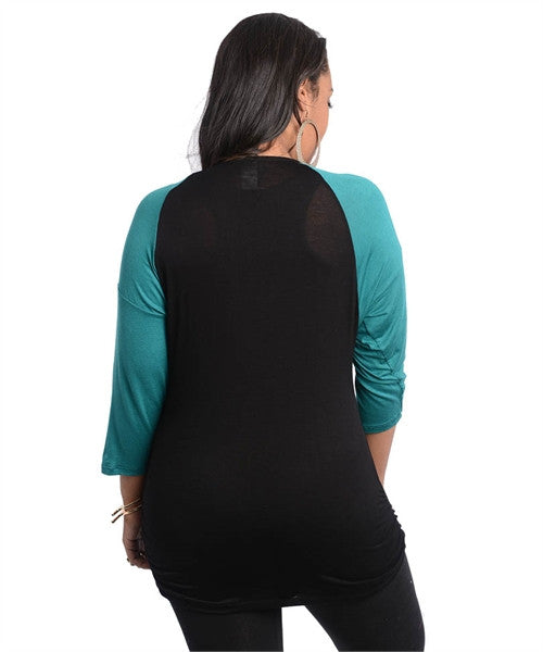 Angela Collection Women's Colorblocked Plus Top Sz 1XL, 2XL, 3XL - iFIVE FASHIONHOUSE