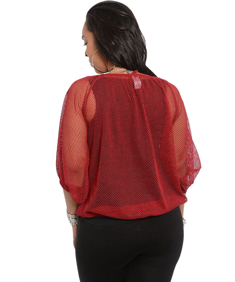 Janette Women's Sheer Mesh Plus Top Sz 1XL, 2XL, 3XL - iFIVE FASHIONHOUSE