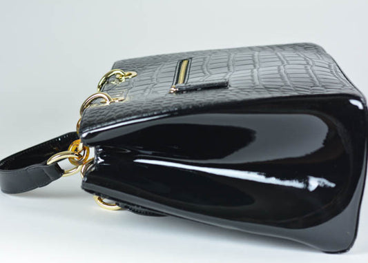 Orli Women's Patent Handbag (Black) - iFIVE FASHIONHOUSE