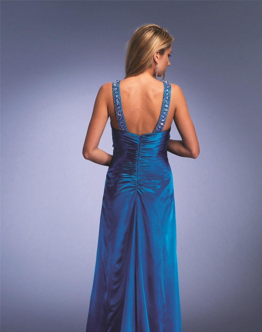 Dave & Johnny Women's Embellished V-Strap Long Dress Sz 0