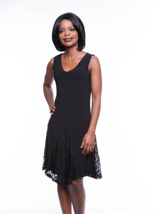 Nina Piu Women's Chic Lace Panel Dress Sz S, M, L - iFIVE FASHIONHOUSE