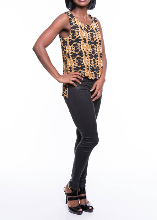 Andree Women's Hi-Low Hem Chain Print Top Sz S, M, L - iFIVE FASHIONHOUSE