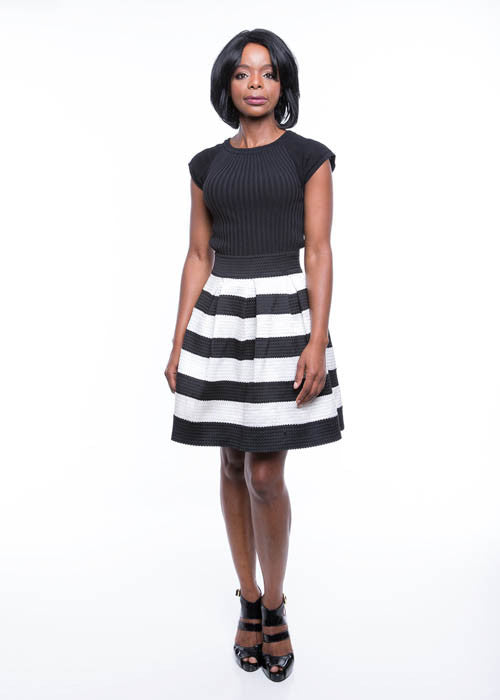 Gracia Women's Thick Textured Banded Two-tone Skirt Sz S, M, L - iFIVE FASHIONHOUSE