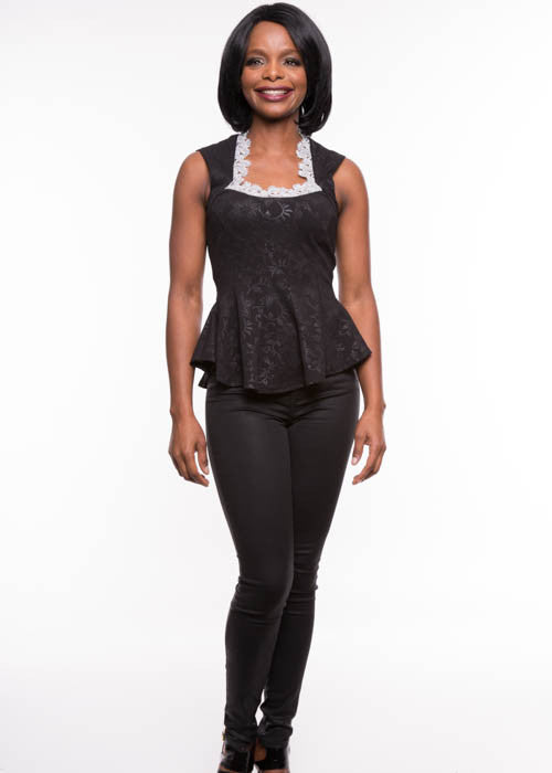 Flamingo Women's Sparkly Fitted Black Top Sz S, M, L - iFIVE FASHIONHOUSE