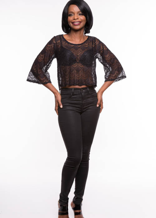 Manito Women's See-Through Lace Black Top Sz S, M, L - iFIVE FASHIONHOUSE
