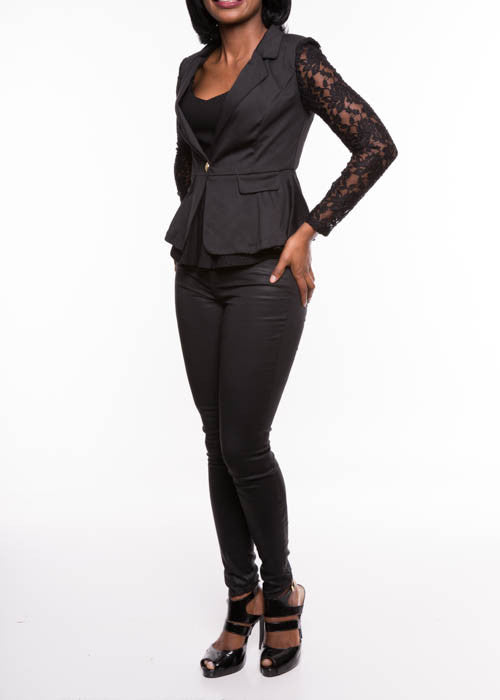 Cest Toi Women's Sheer Lace Black Blazer Sz S, M, L - iFIVE FASHIONHOUSE