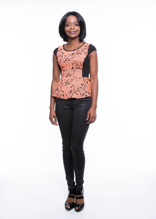 Must Have Women's Peplum Tribal-Print Orange-Black Top Sz S, M, L - iFIVE FASHIONHOUSE