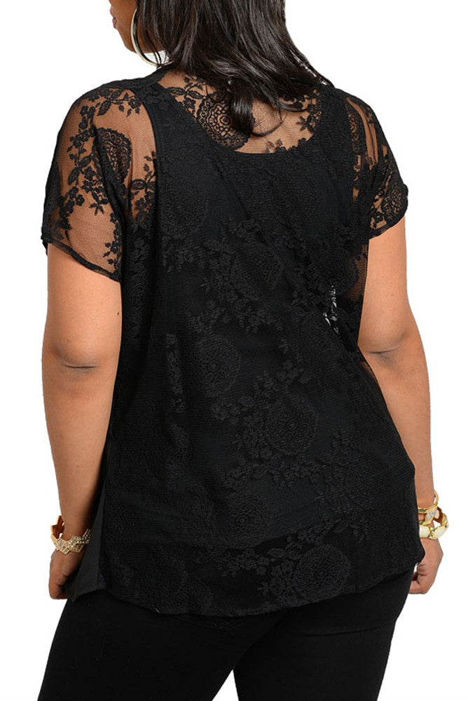 Libian Women's Chiffon & Lace Plus Top Sz 1XL, 2XL, 3XL - iFIVE FASHIONHOUSE