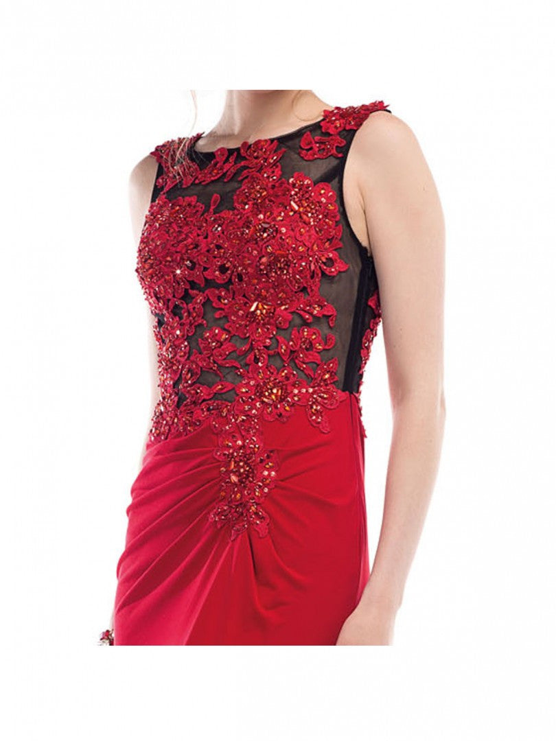 Moshita Women's Jersey Lace Red Long Dress Sz 4, 8 - iFIVE FASHIONHOUSE