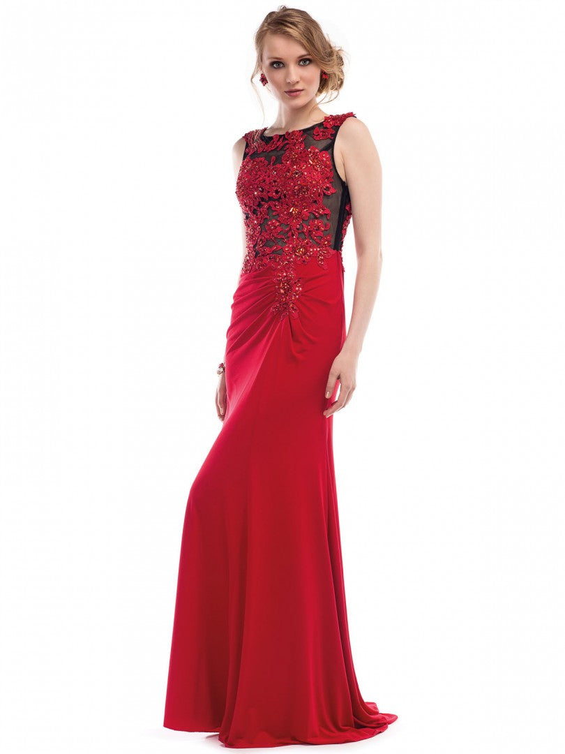 Moshita Women's Jersey Lace Red Long Dress Sz 4, 8 - iFIVE FASHIONHOUSE