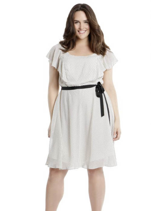 Adrianna Papell Women's Polka Dot Sleeveless Chiffon Dress Plus Sz 14W - iFIVE FASHIONHOUSE