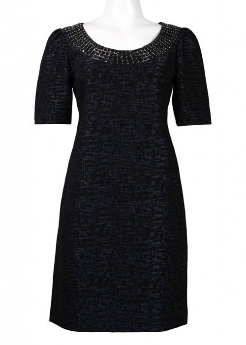 Adrianna Papell Women's Navy Mid-Sleeves Lined Dress Sz 4, 6, 8 - iFIVE FASHIONHOUSE