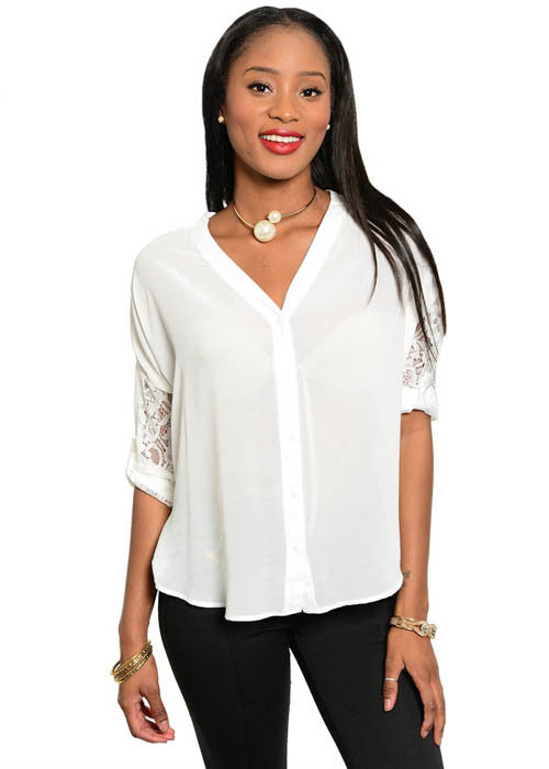 Entro Women's Laced Back Ivory Top Sz S, M, L - iFIVE FASHIONHOUSE