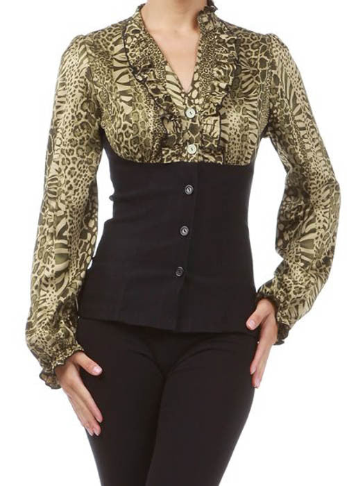 MOA Women's Ruffle Collar Plus Top Sz XL, 1XL, 2XL, 3XL - iFIVE FASHIONHOUSE