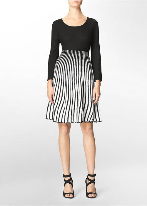 Calvin Klein Women's Striped Knit Dress Sz L - iFIVE FASHIONHOUSE