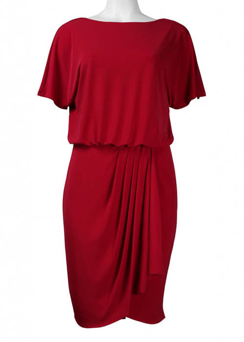 Donna Ricco Women's Draped Faux-Wrap Jersey Dress Sz 2 - iFIVE FASHIONHOUSE