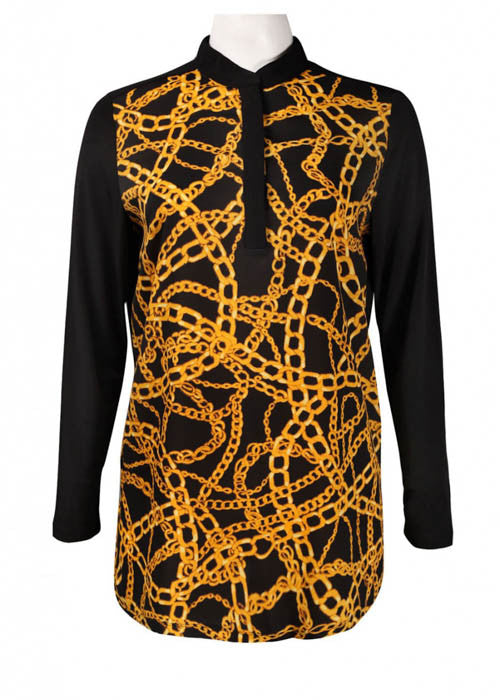 Isaac Mizrahi Women's Chain Print Jersey Top Sz 2, 8 - iFIVE FASHIONHOUSE