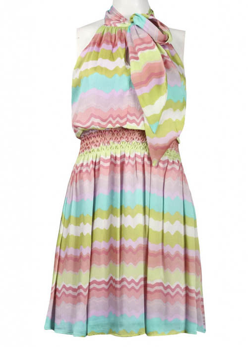 Jessica Simpson Women's Ribbon Neck Crepe Pleated Dress, USA Size L - iFIVE FASHIONHOUSE