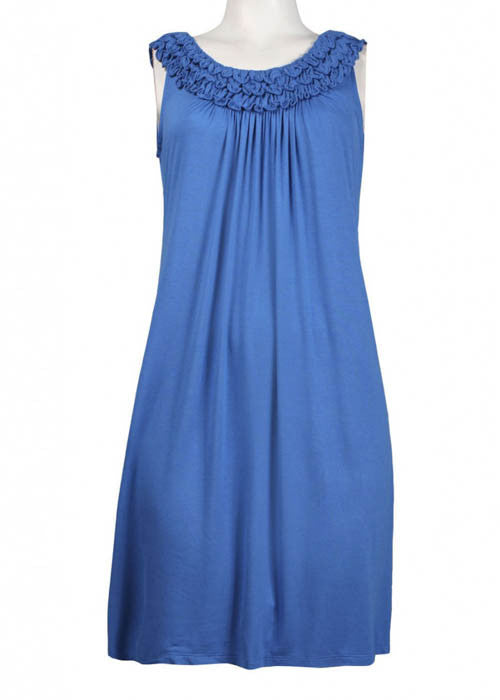 London Women's Times Shirred Ruffle Jersey Dress Sz L - iFIVE FASHIONHOUSE