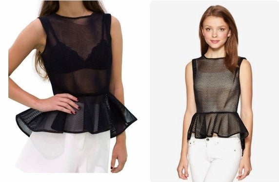 Gracia Women's Sheer Mesh Black Top Sz S, M, L
